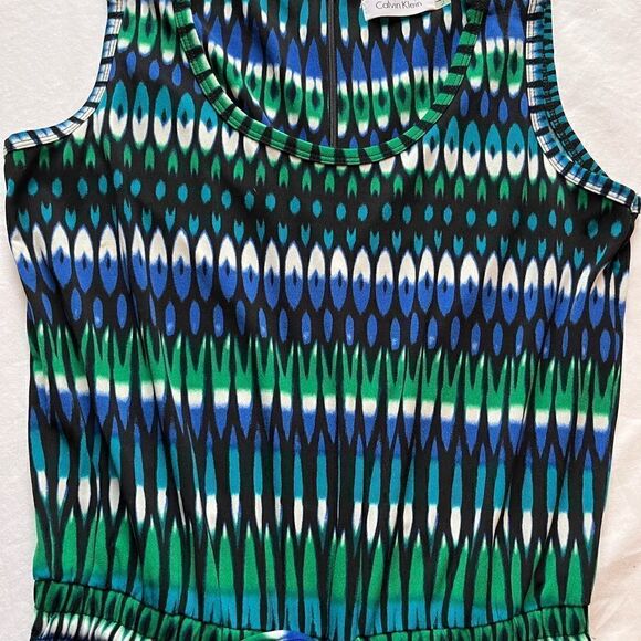 Calvin Klein Jump Suit tank blue/green/black Size 2 excellent condition - Picture 2 of 11